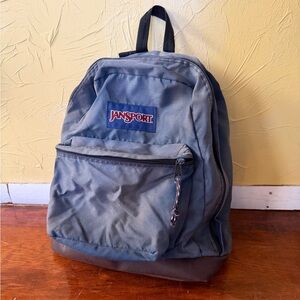 JanSport Classic Navy and Brown leather  Backpack